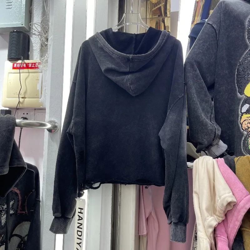 Popular Design American Style Casual Retro Cartoon Pattern Hoodie Jacket For Women's Loose Slimming Versatile Y2k Top Sweatshirt