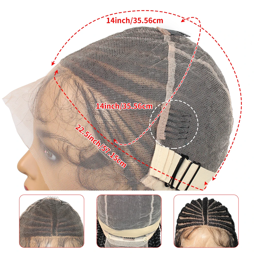 32 بوصة كورنو شعر مستعار مضفر للنساء السود Knotless صندوق الضفائر شعر مستعار دانتيل كامل الجزء الأوسط الطبيعي العميق شعر مستعار اصطناعي مضفر