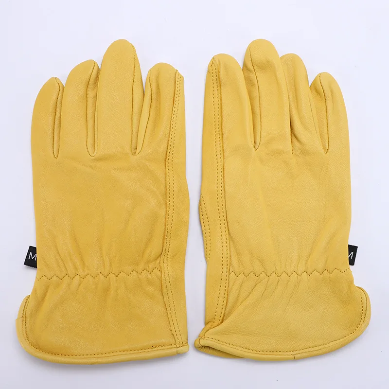 Leather Work Gloves Sheepskin Driving gloves Men Motorcycle Gardening Safety Protective Fruit Picking Gloves