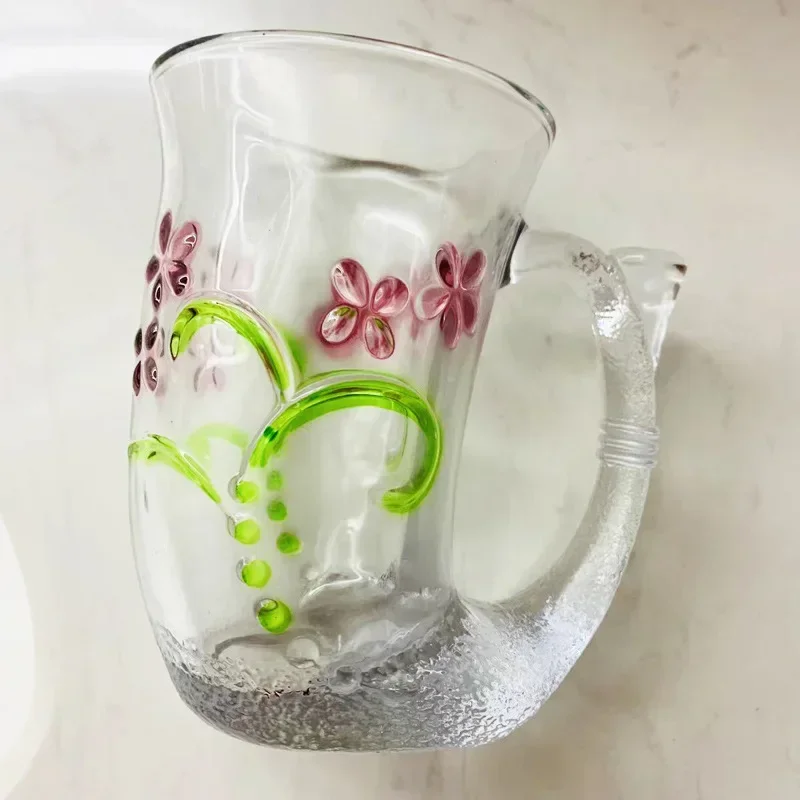 Mermaid Glass Water Cups, Creative Coffee Mugs, Flower Tea Cup, Breakfast Milk Mug, Wine Whiskey Cocktail Glass, Drinking Glasse