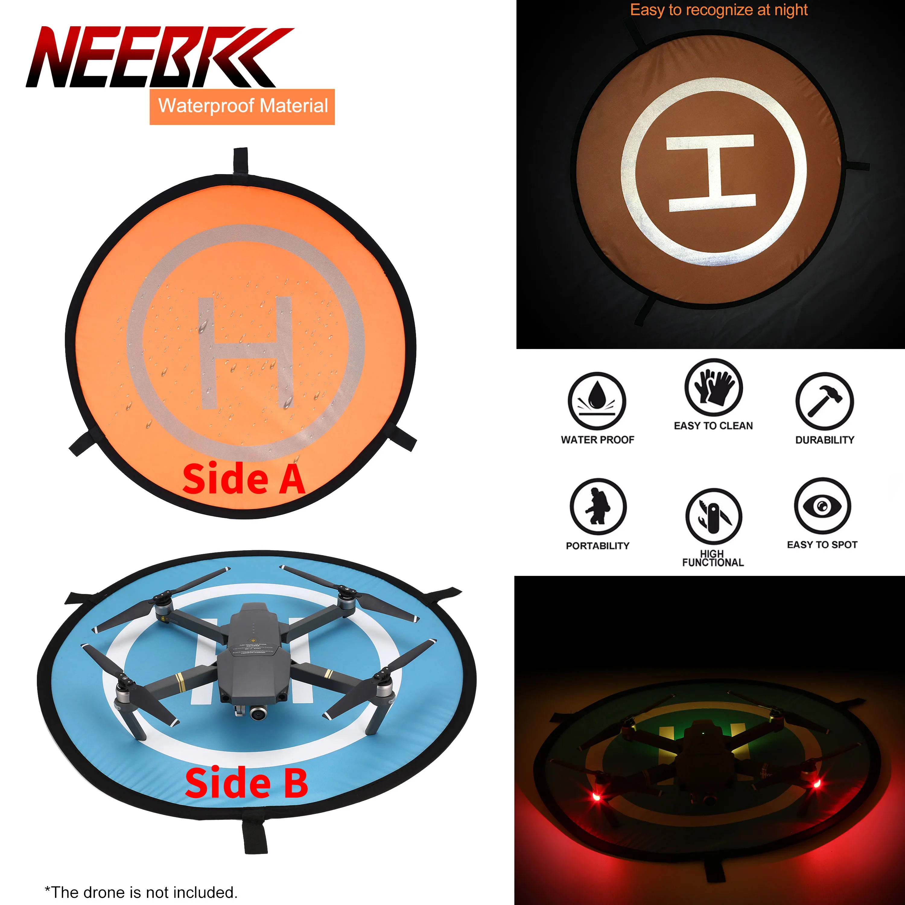 

Универсальный быстроскладной складной коврик для дрона 55 см, 75 см, 110 см для RC DJl Mini 4 Pro Mavic Spark Quadcopter, парковочная игрушка, часть