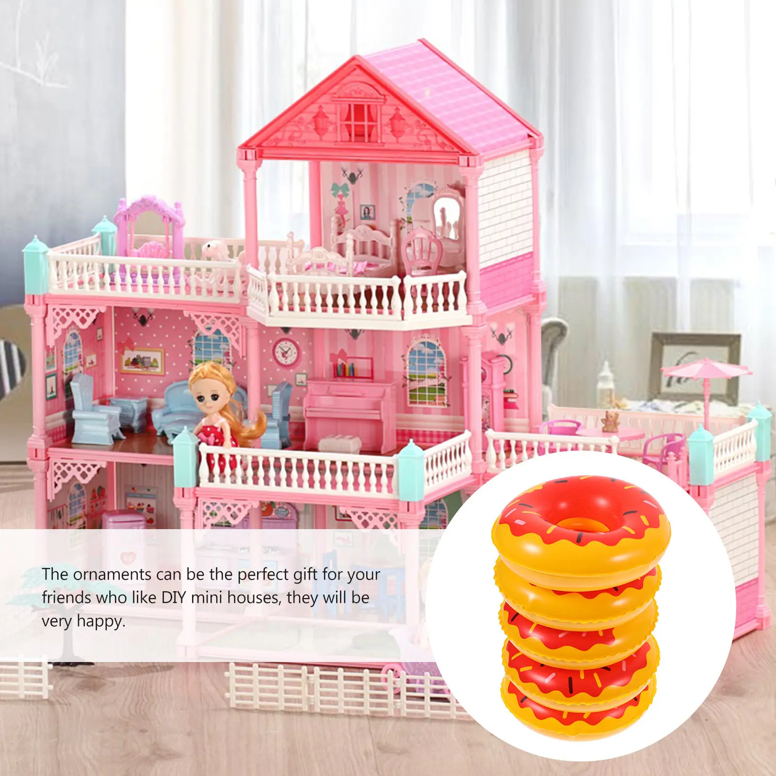 

10Pcs Miniature Swimming Rings Bright Color Tiny Swim Ring Sets Smooth Edges Mini House Swimming Ring Decor for Miniature