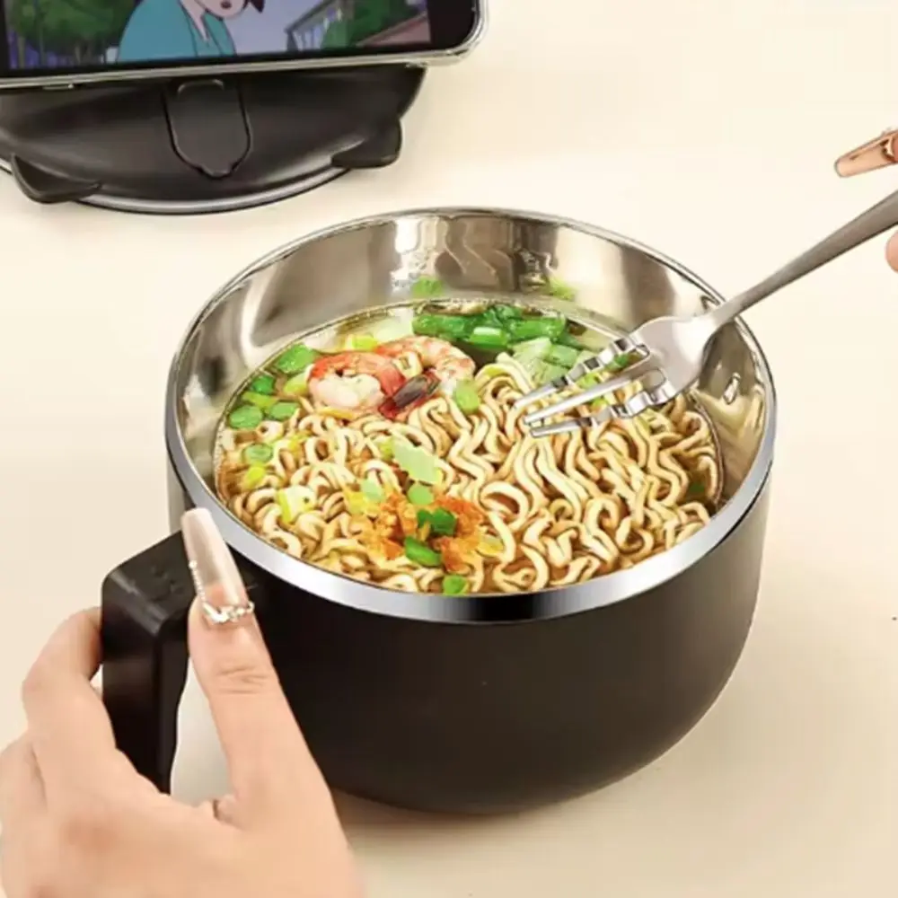 

Japanese-style Student Instant Noodle Bowl 304 Stainless Steel 1300 ML Ramen Bowl Handle Large Capacity Food Serving Bowl