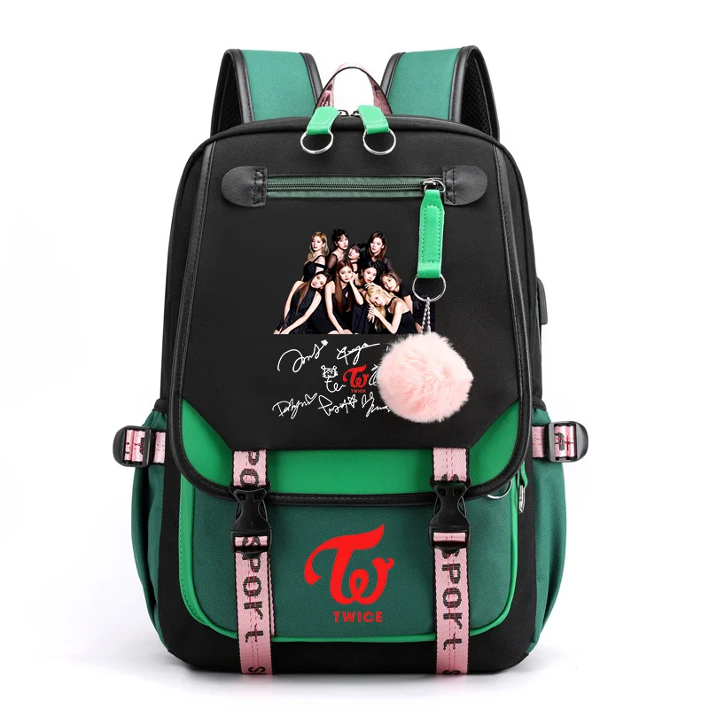 Coreano K-POP elementos padrão mochila moda casual de alta qualidade usb zíper mochila K-POP combinação padrão mochilas