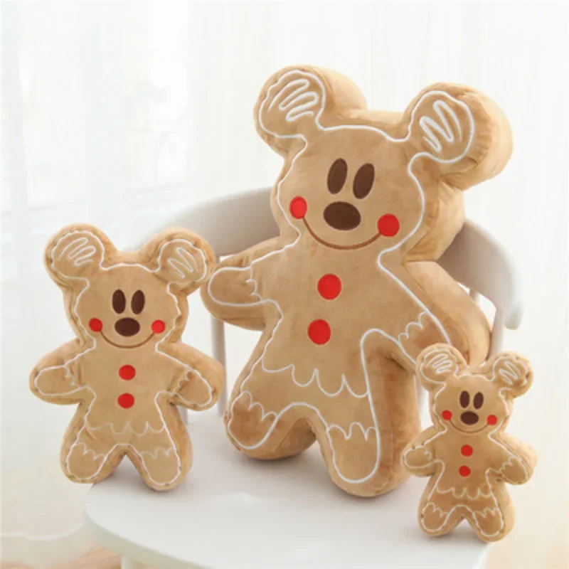 Christmas Mickey Mouse Minnie Plush Toys Miniso Disney Cookie Man Anime Plush Doll Toy Kawaii Boy Girl Cartoon Doll Gift Cushion