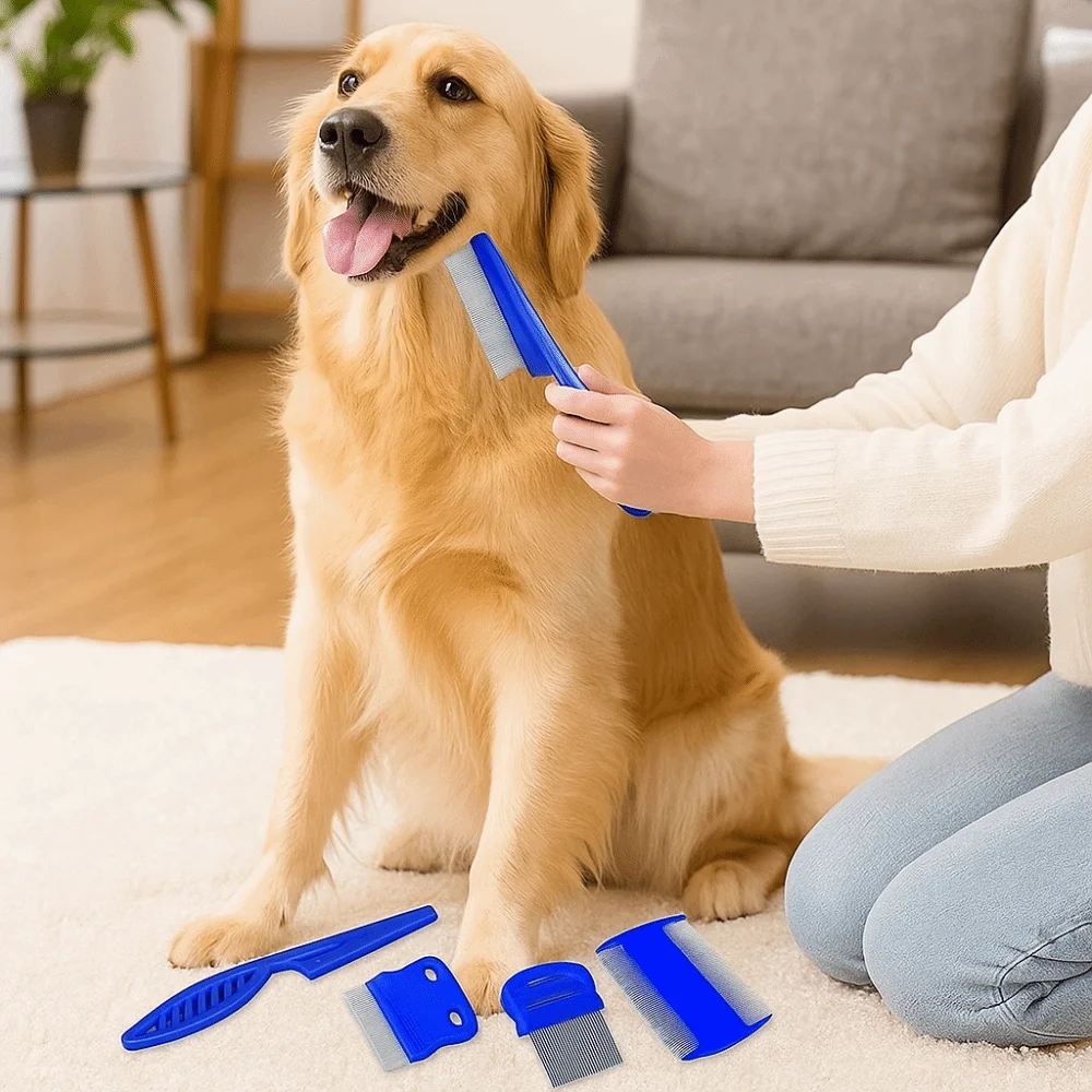 

4pcs/set Effective 4pcs/set Pet Flea Comb Inline Comb Dense Teeth Cat Grooming Comb Durable Float Hair Remover for Pet Grooming