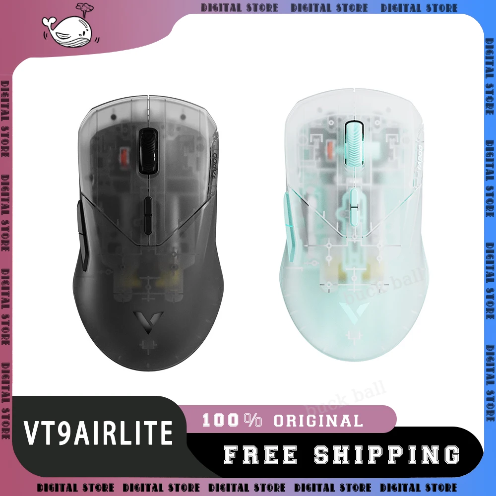 Rapoo VT9Air Gamer Mouse USB 2.4G Wireless Mouse 26000DPI Adjustable PAW3395 Lightweight Transparent Office Gaming Mices Gifts