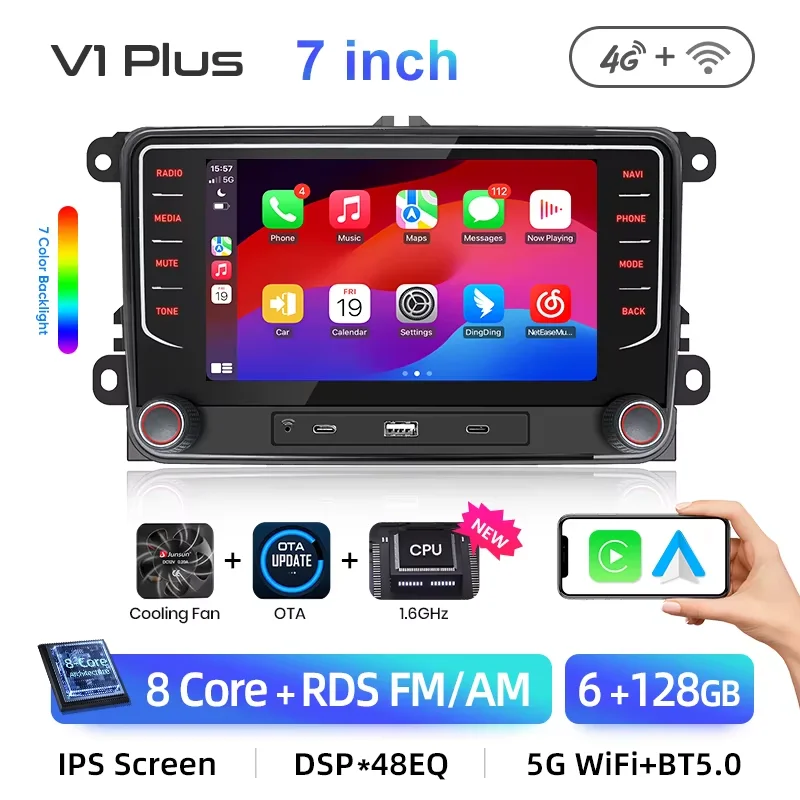 Junsun 7 9 10 Inch Universal Car Radio for volkVolkswagen VW Passat B6 B7 T5 Tiguan Touran GOLF POLO Wireless CarPlay Android Auto