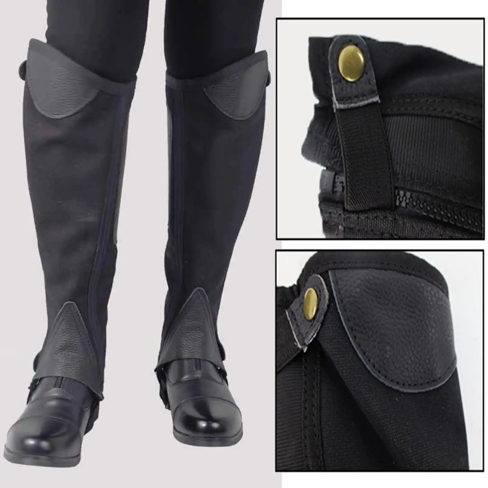 2 Pieces Horse Riding Half Chap Breathable Protection Elastic Sleeve Comfortable Riding Gear Leg Guards Equestrian Shoe Cover