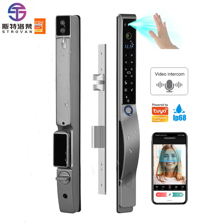 

STLF Fully Automatic Electronic Digital Biometric Fingerprint Smart Lock 3D Face Recognition Door for Home Aluminum Material