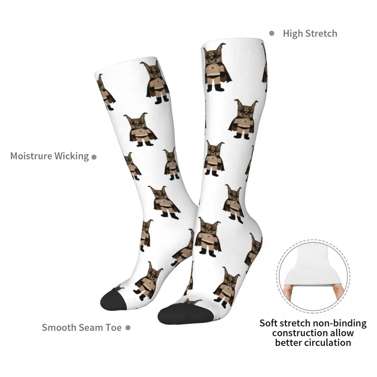 Calcetines grandes Floppa con forma de gato, medias absorbentes del sudor Harajuku, calcetines largos para todas las estaciones, accesorios para regalo de cumpleaños Unisex