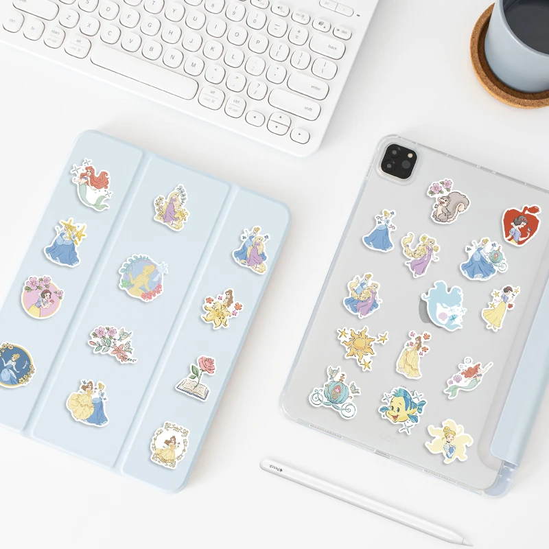 50 قطعة ملصقات أميرات ديزني لطيف سندريلا رابونزيل حسناء الشارات الهاتف الأمتعة الغيتار المائية الكرتون أنيمي ملصق #3