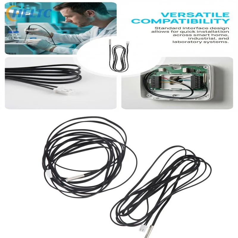 1PCS 10K (25 ℃ Cable de Sonda Impermeable de 0.5/1/2/3/5M, Cable NTC 10K 1% 3435, Sonda de Temperatura con Termistor NTC 10K