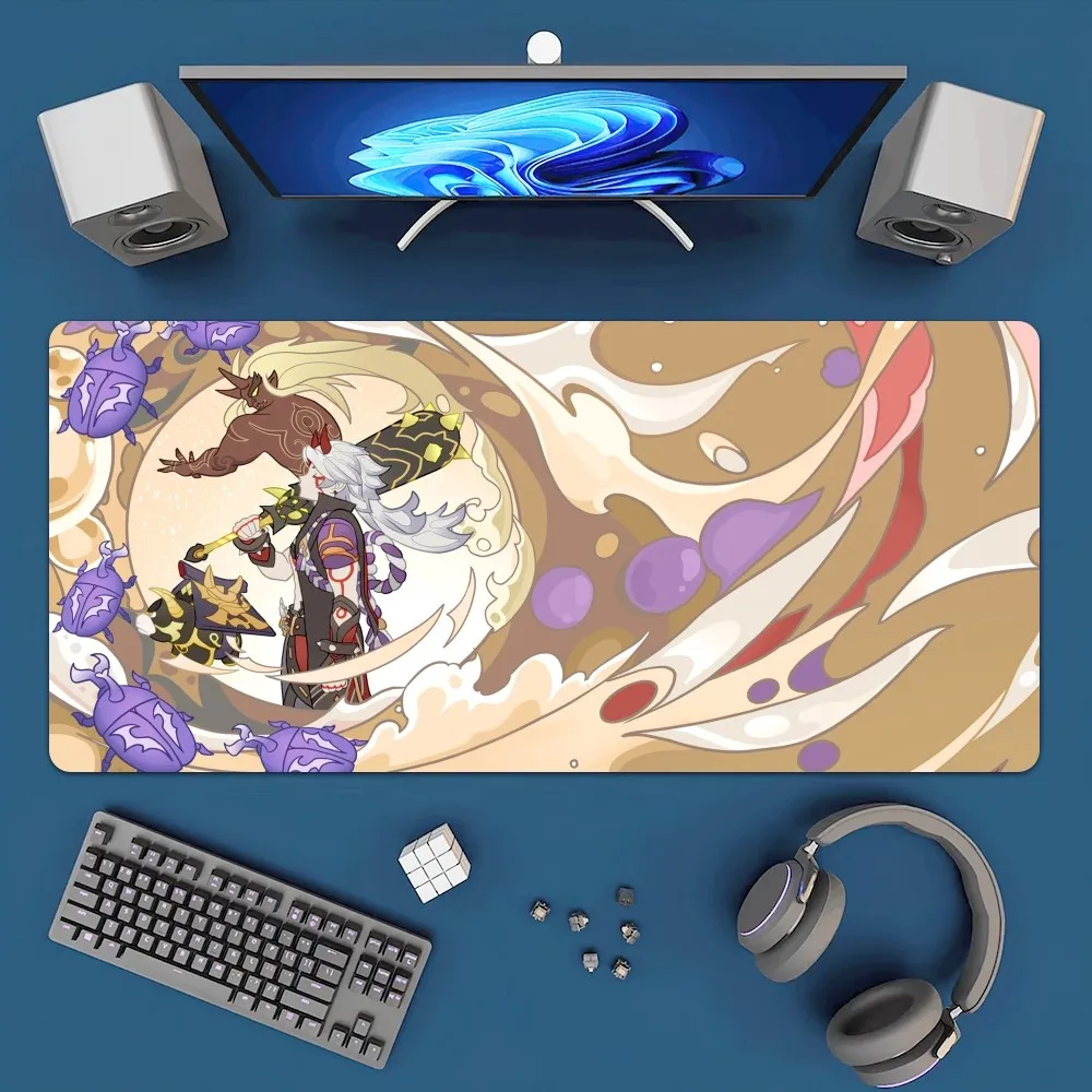 Genshin Impact Tartaglia Diluc Mousepad Office Large Mouse Mat Keyboard Mats Rubber PC Computer Game Big Anti-slip Mice Mat