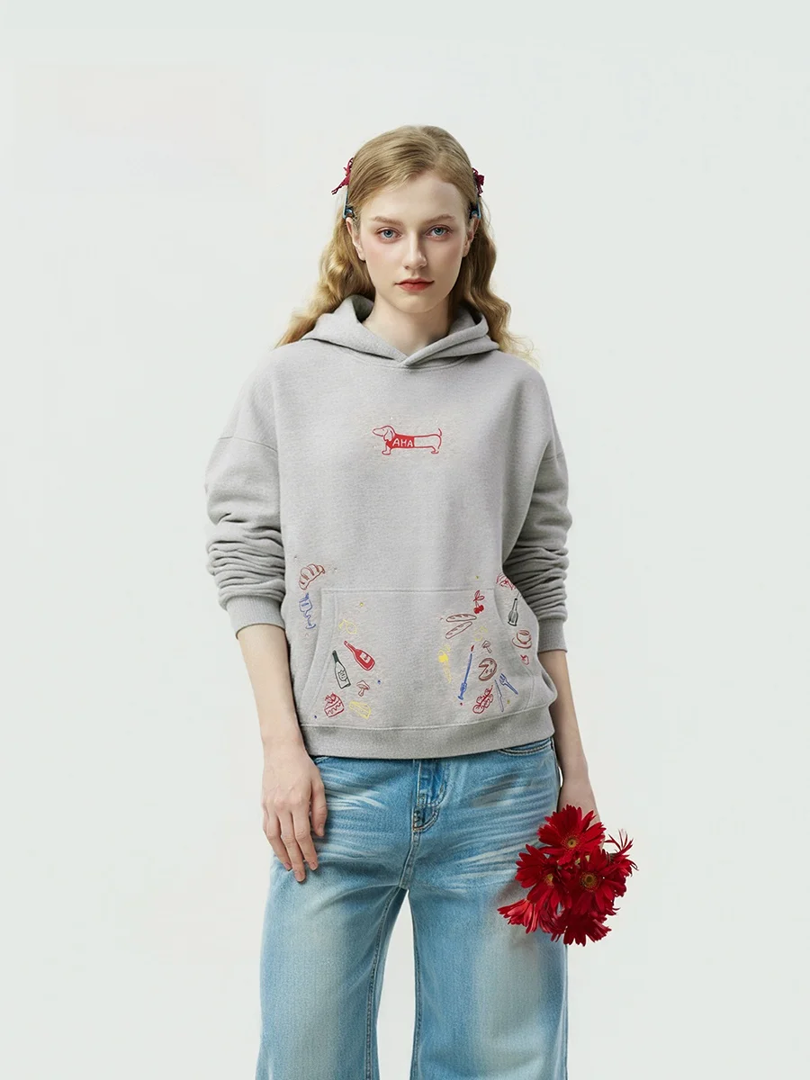 

Женская толстовка Aha Love Luxury с принтом и блестками, оверсайз, повседневная, удобная, из хлопка