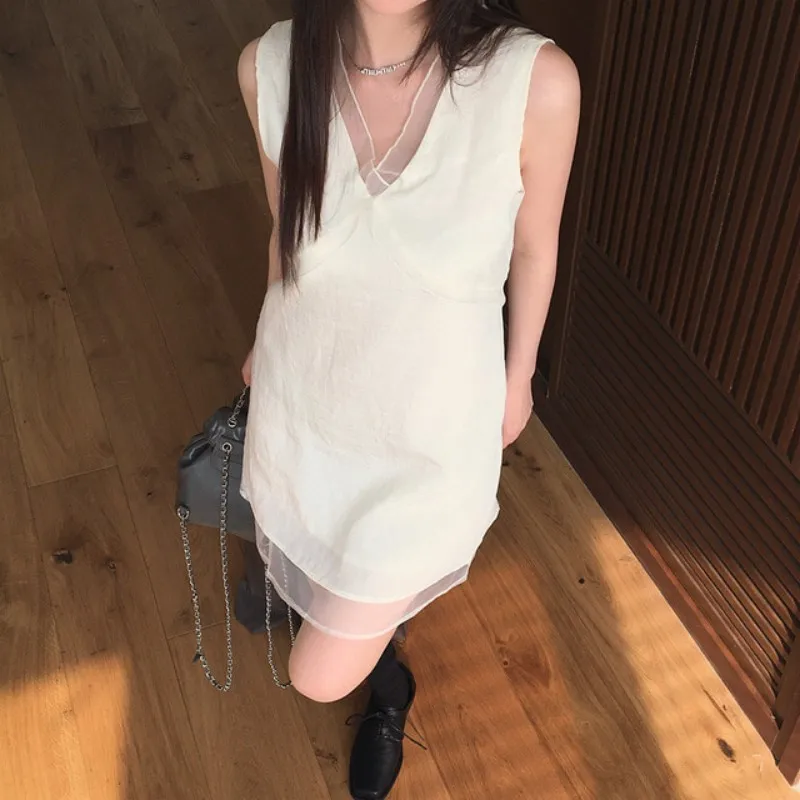 Dr – gilet d'été Chic en dentelle pour femmes, robe Svel v-ne, mi-longue, t-shirt amincissant, jupe de trajet, pièce unique