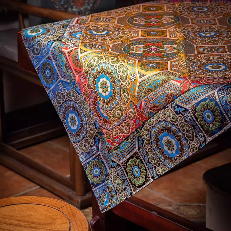 Tibetan Style Tablecloth Buddha Decoration Buddhist Hall Household Copy Scriptures Mats Auspicious Clouds Red-crowned Crane