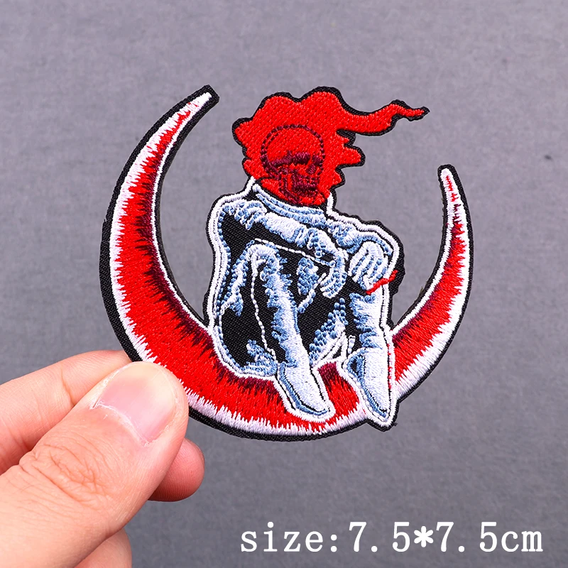 Parche bordado termoadhesivo Grim Reaper estilo Punk para planchar - imagen 4