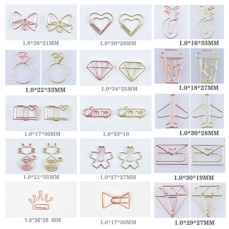 50Pcs/Set Mini Binder Clip Metal Paper Clips Hearts Bookmark Binding Note Decor Patchwork Clip Office Binding Supplies