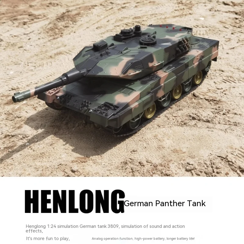 2024 Henglong Germany 2.4g Remote Control Simulation Tank Gun Type 1:24 Heavy Smoke Emission Sound Effect Model Children'S Gift