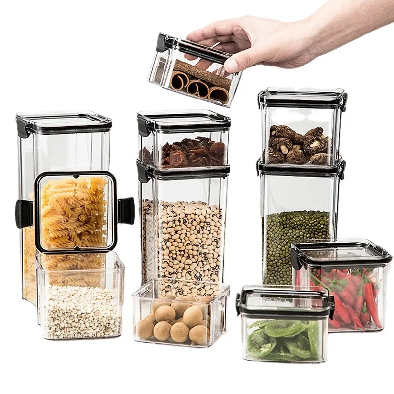 Food Storage Container Kitchen Refrigerator Multigrain Storage Tank Transparent Sealed Cans Noodle Box Bottle Canisters With Lid