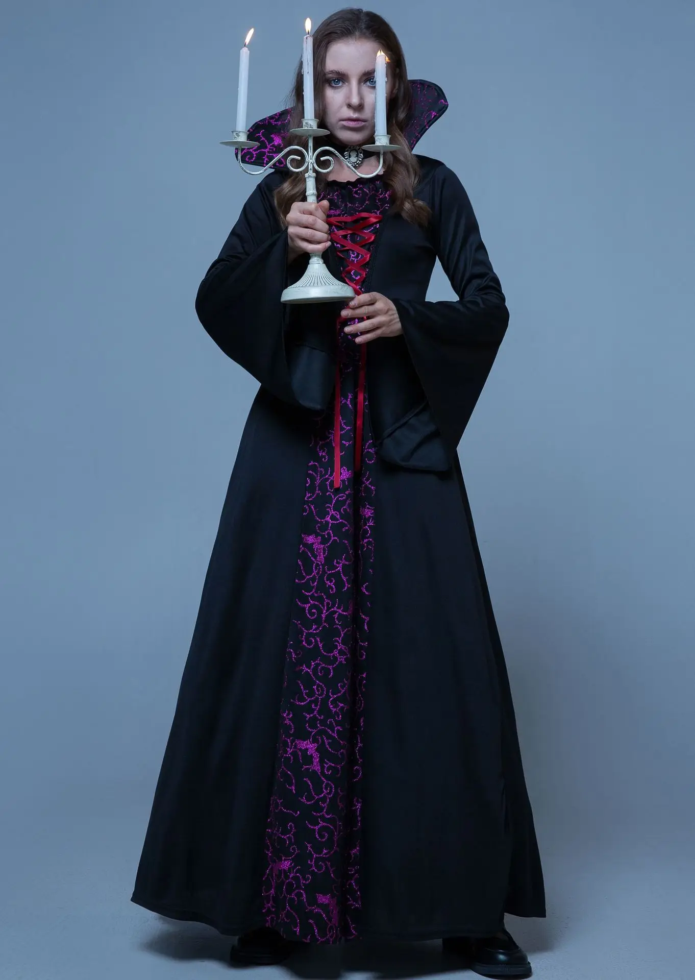 ريترو القوطية مصاص دماء رداء زي ، هالوين رداء ، المحكمة في القرون الوسطى ، فستان الملكة