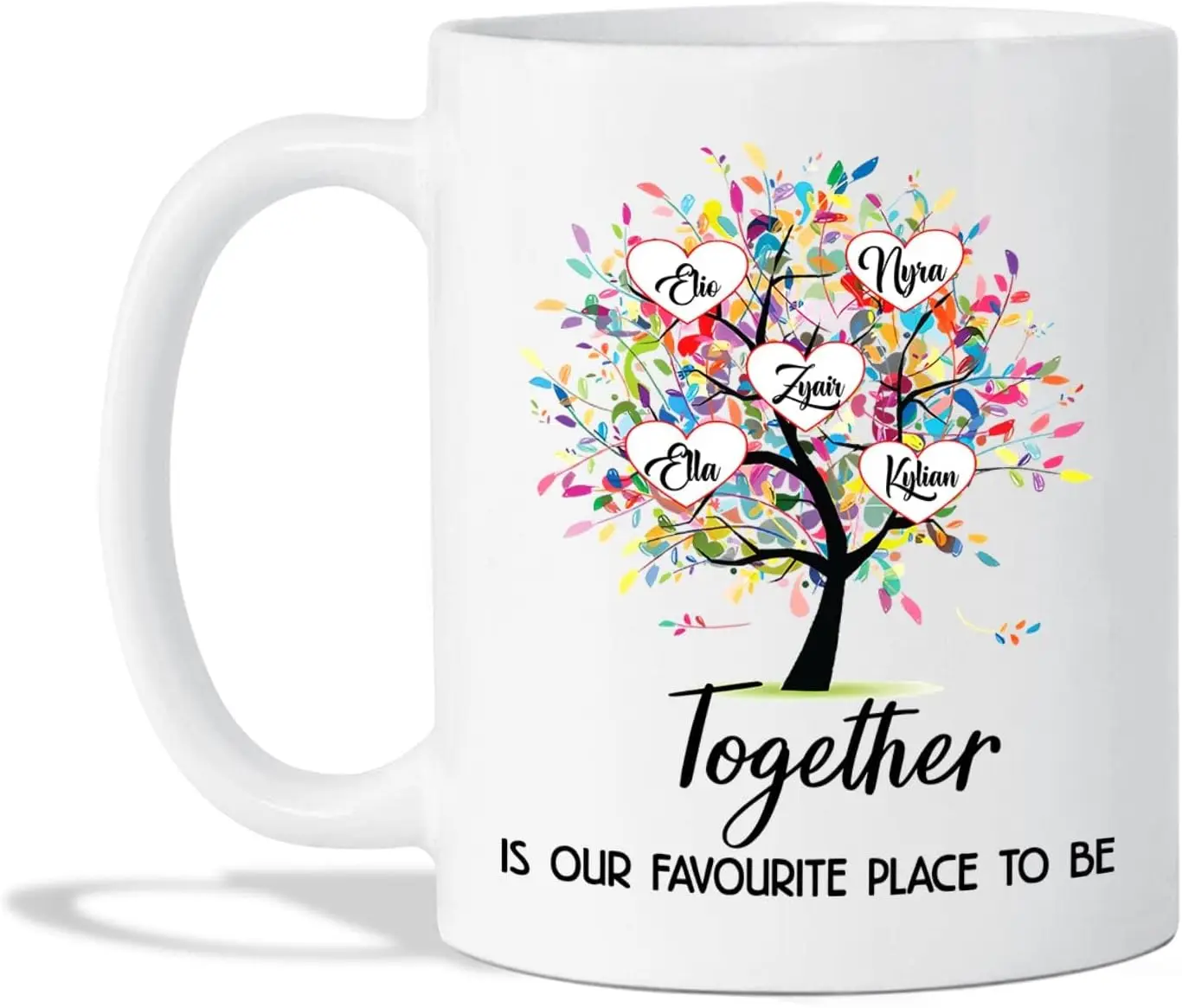 Personalized Tree Family Tea Cup - Together Is Our Favourite Place To Be Mugs - Custom Names Family Coffee Mug - Customized Fami