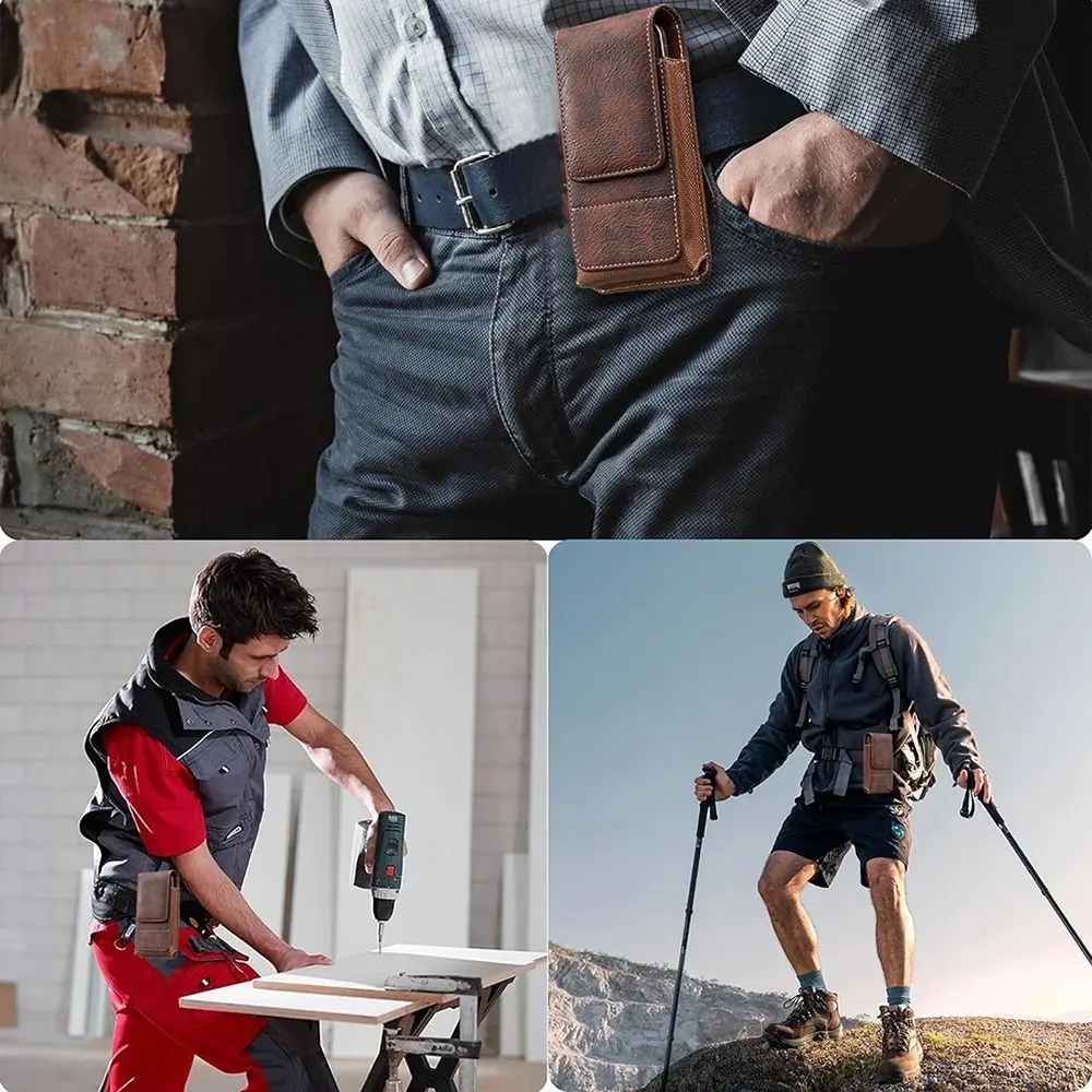 1Pcs New PU Leather Phone Waist Pack 5-7inch Outdoor Camping Waist Bag Phone Case Universal Belt Hanging Pouch For Smartphone