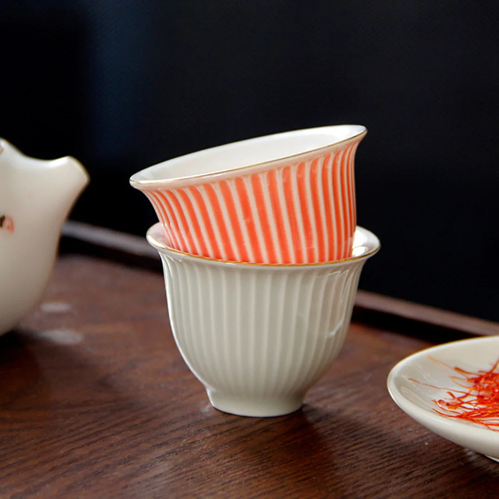 

2Pcs Ceramic Tea Cups Small Size Anti Slip Base Ideal for Matcha Latte Green Tea Cappuccino Drinking Cup Ceramic Cup