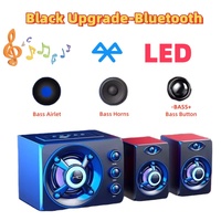 Wireless Bluetooth Speakers Colorful LED Light HIFI 3D Stereo Heavy Bass AUX USB Wired Audio Home TV Theater Sound Bar Surround