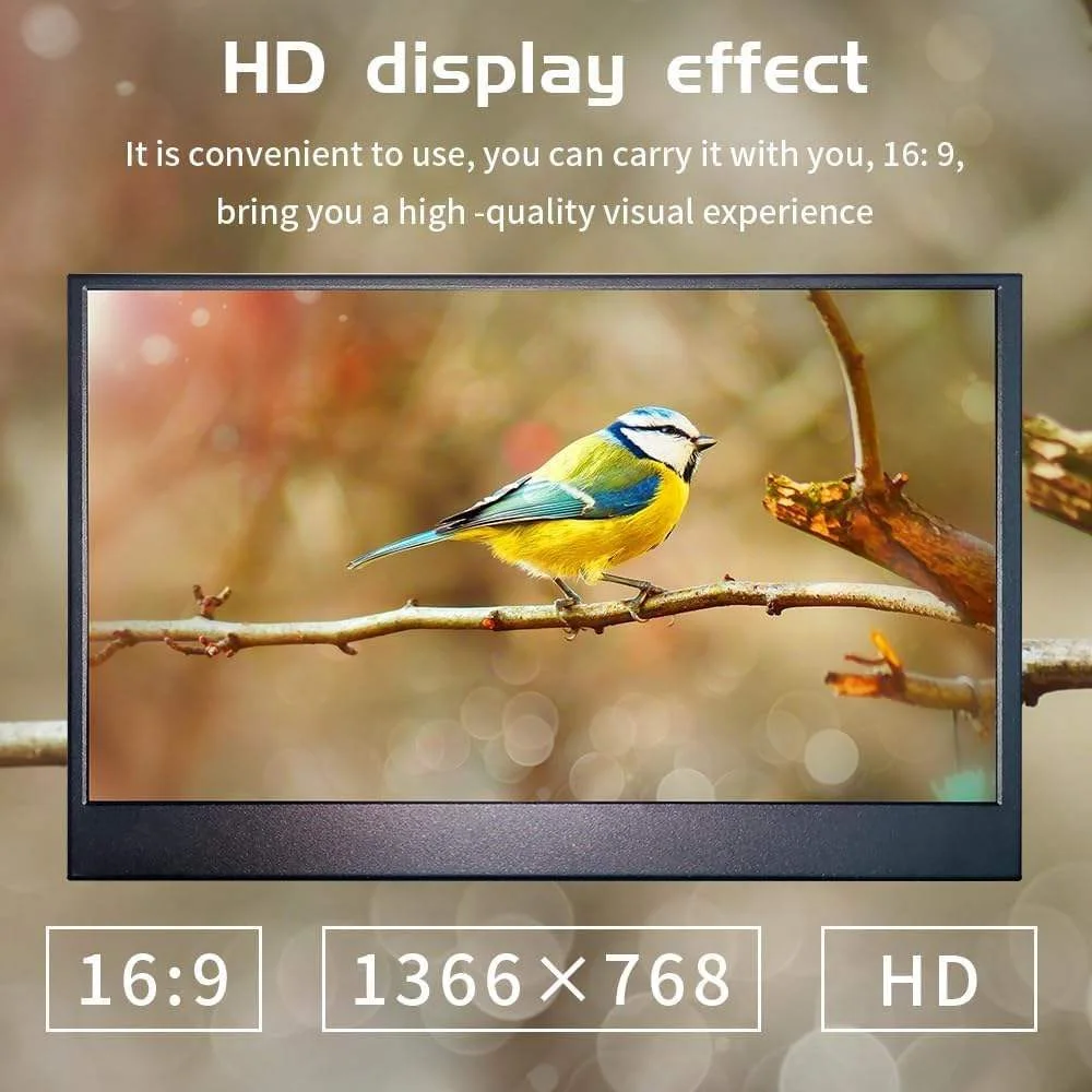 AHXJKA 11.6 Inch 1366*768 HD Portable Monitor 72%sRGB IPS Gaming Screen External Extension Display for Laptop Phone Notebook PC