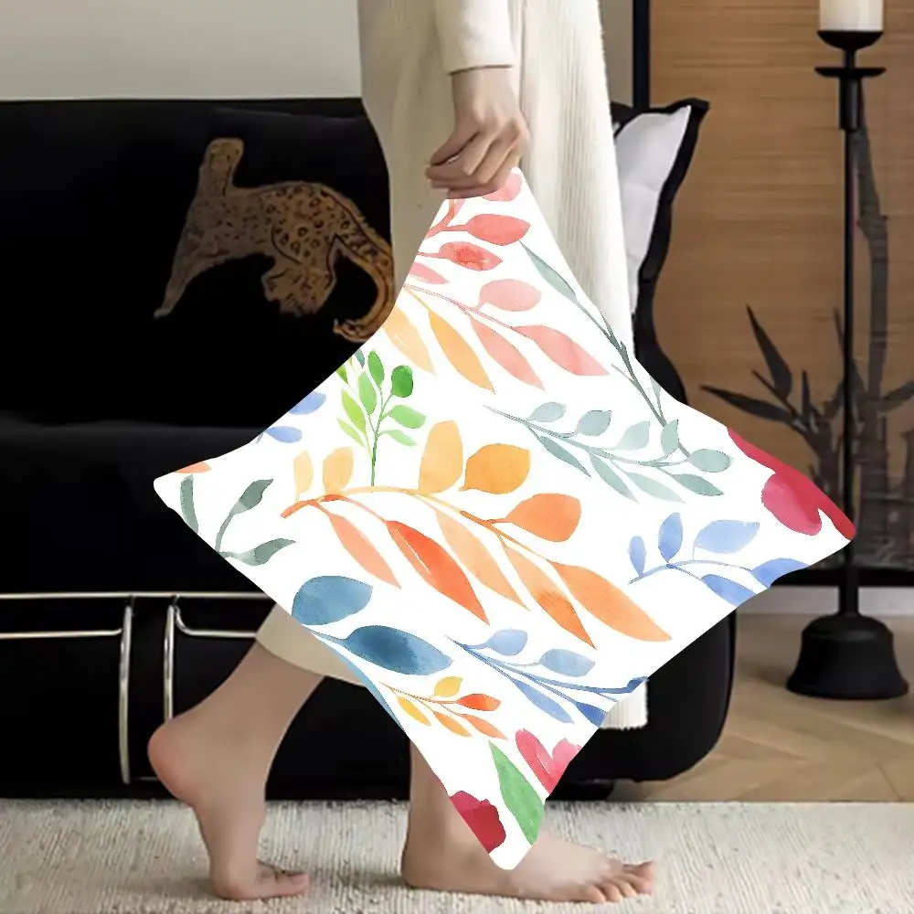 

Watercolor Foliage Personalized Picture Text Home Decorative Pillows Household Gifts 45x45cm