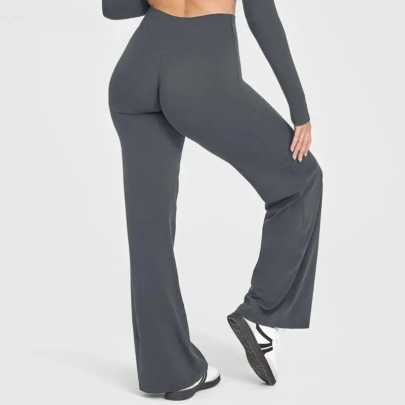Sport Trousers Straight-Leg Pants Ultra Soft Butter Fabric Women's Mid-Waist Yoga Pants GYM Naked Feel Pilates Running