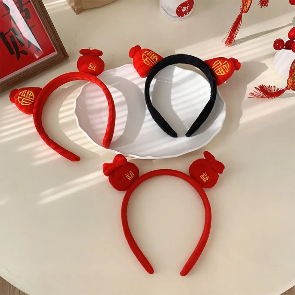 

Chinese Style New Year Headband Hair Hoop New Year Headwear New Year Headdress Child Headwear New Year Mascot Lucky Bag Hairband