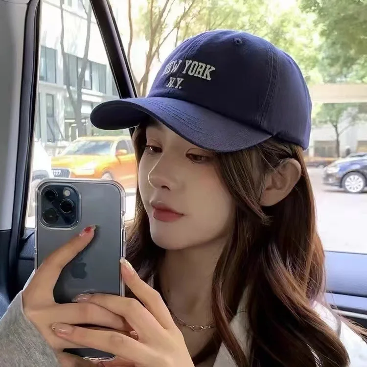 High Korean tide brand embroidery soft top baseball cap street shot show face small cap women spring and summer Korean version