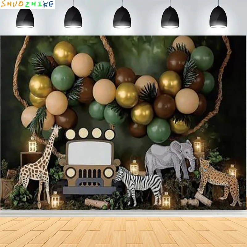 

Baby Shower Happy Birthday Party Photography Backdrops Newborn Kids Air Balloon Princess Tropical Jungle Photo Background BB-01