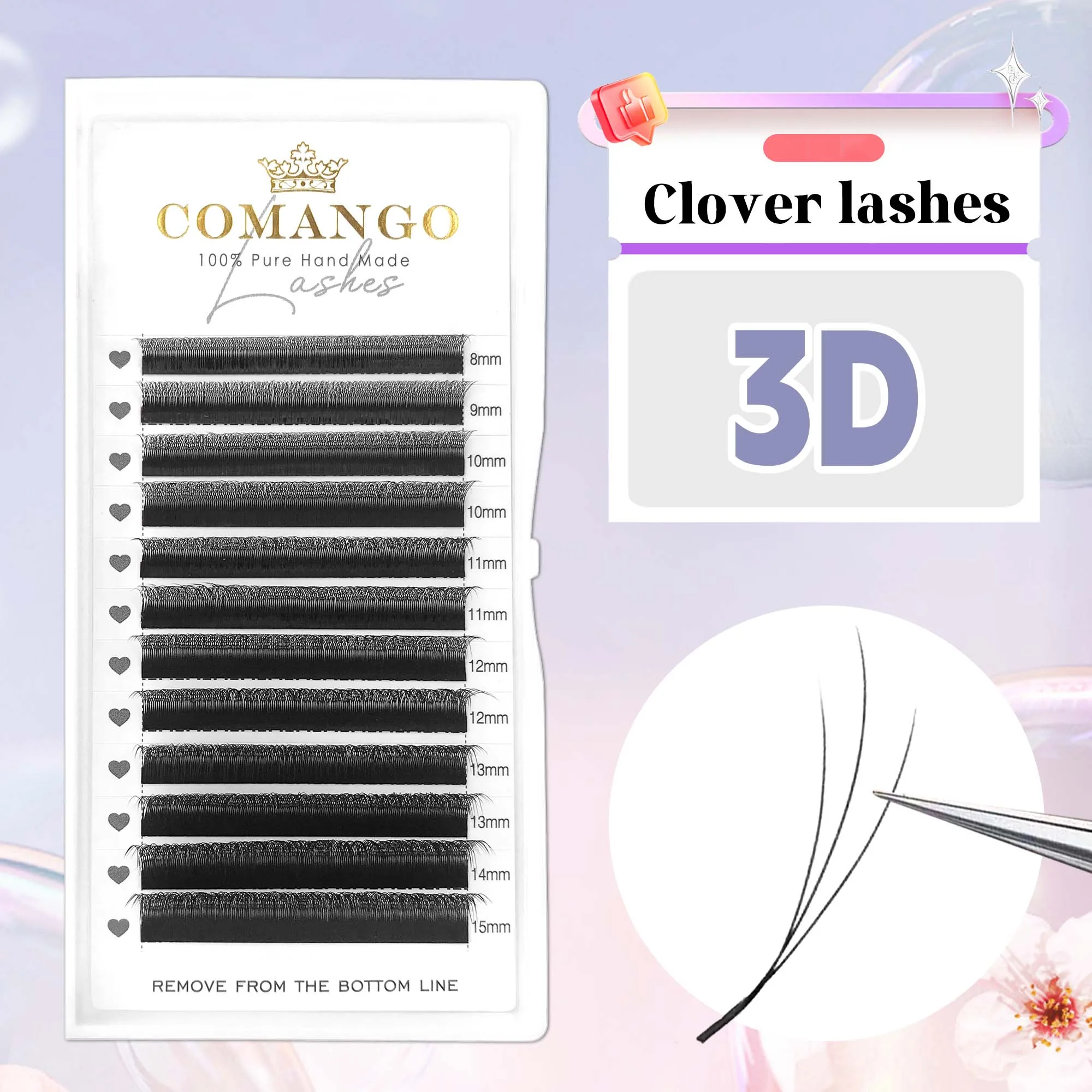 CoMango W-förmige Wimpernverlängerungen Schmale 3D W Spark Clover Lashes Vorgefertigte Volumen-Fächer-Kunstmink-Wimpern Make-up