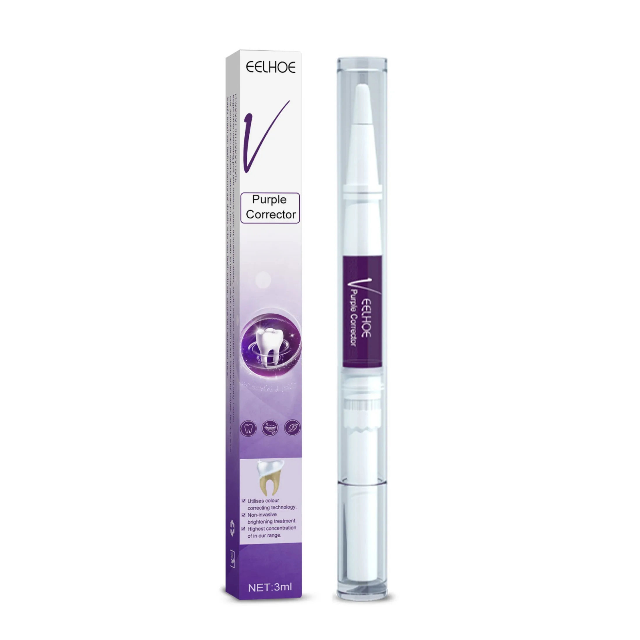 V34 Purple Whitening Toothpaste Cleans Mouth Fresh Breath Remove Yellow Stains Protect Teeth White Decontamination Care 2024