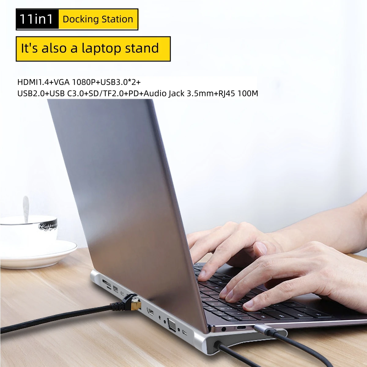 고팔라 멀티 포트 노트북 도킹 스테이션, USB C 도킹 스테이션, 4K HDMI, VGA, 이더넷, SD, 마이크로SD, 맥북용 3.5mm 포트, 11 인 1