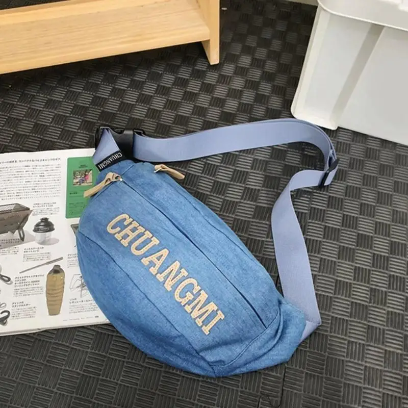 

340D Large Capacity Waist Bag Fashion Letter Chest Bag Crossbody Bag Waist Pack Denims Belt Bag for Woman Man
