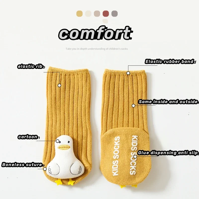 Four Seasons Wearable Cartoon Silicone Floor Resistant Baby Anti-slip Socks Children 0-5Y Girl Boy Infant Cute Stocking Unisex