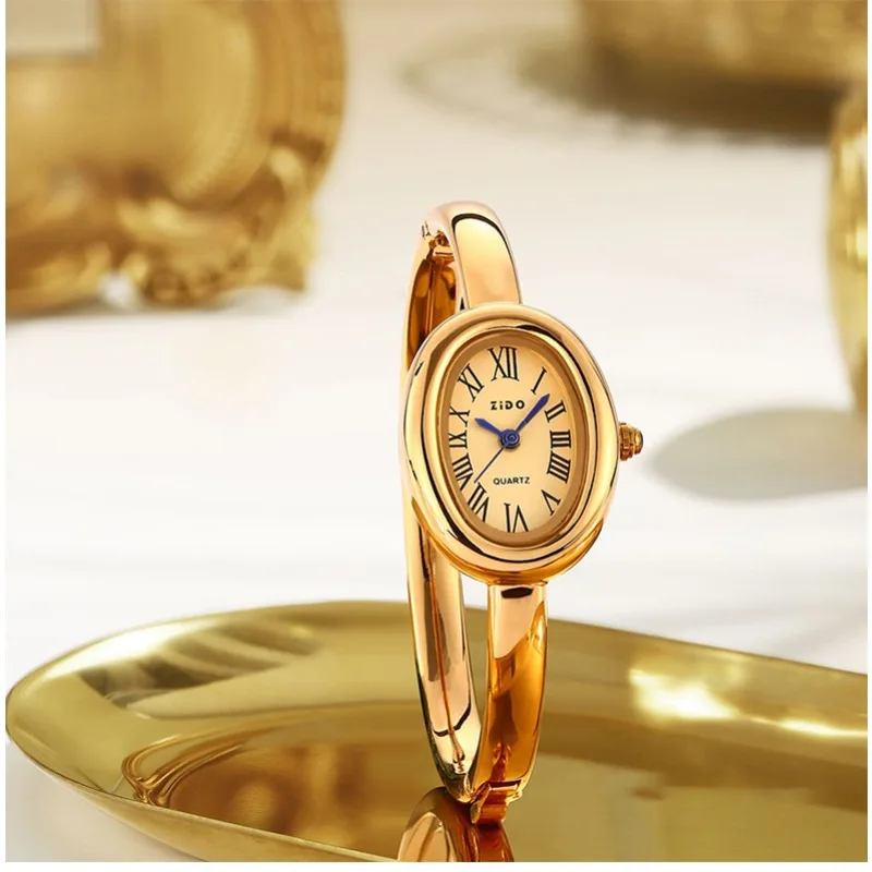 New Women's Luxury Watch, Elegant Oval Bracelet Design, Quartz Movement, Unique Style, High-End Fashion Accessory