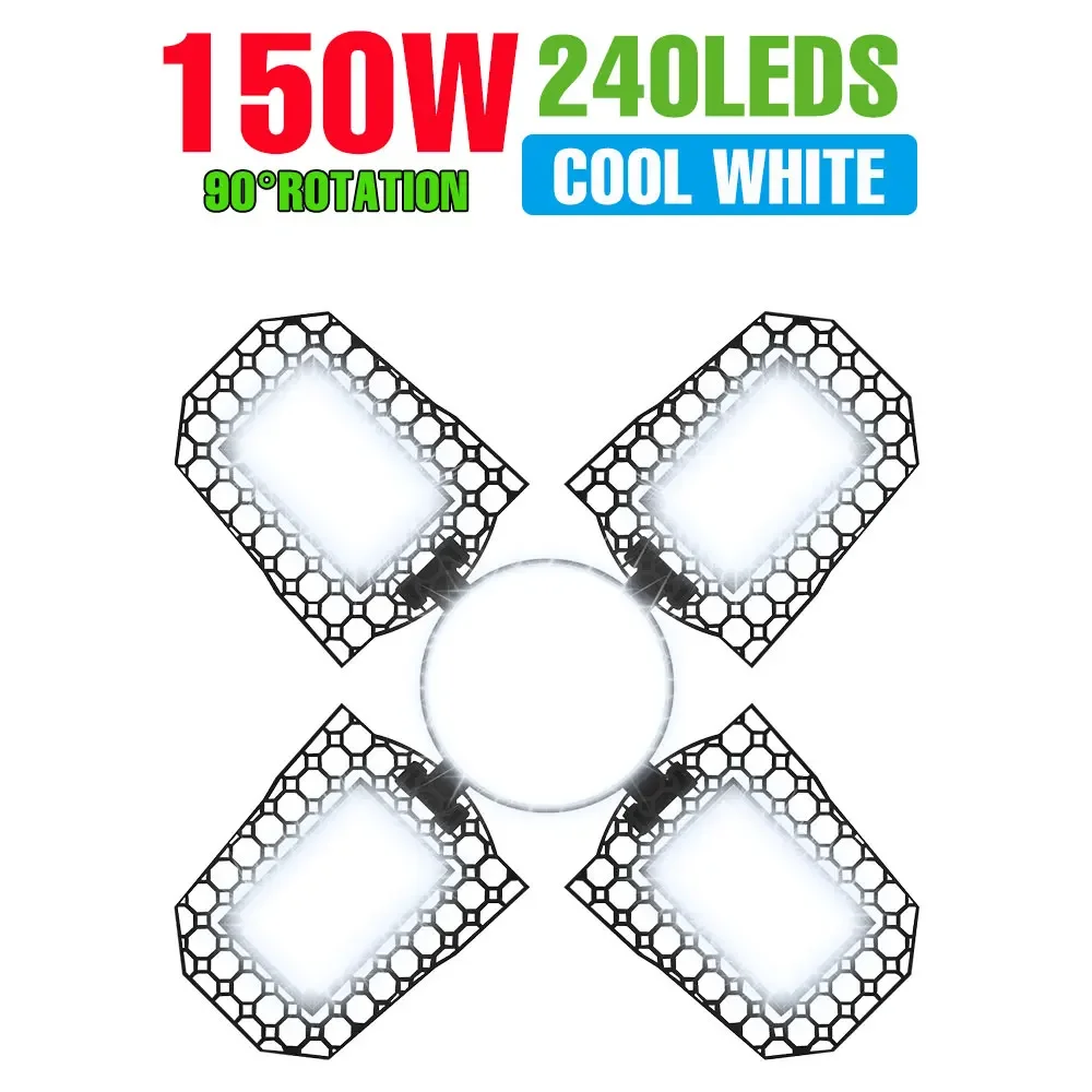250W LED-lamp E27/E26 Lamp Garagelicht AC 220V Opvouwbaar Vervormbaar Hoogbouwlamp 110V Spotlight Thuis Magazijn Workshop Kelder