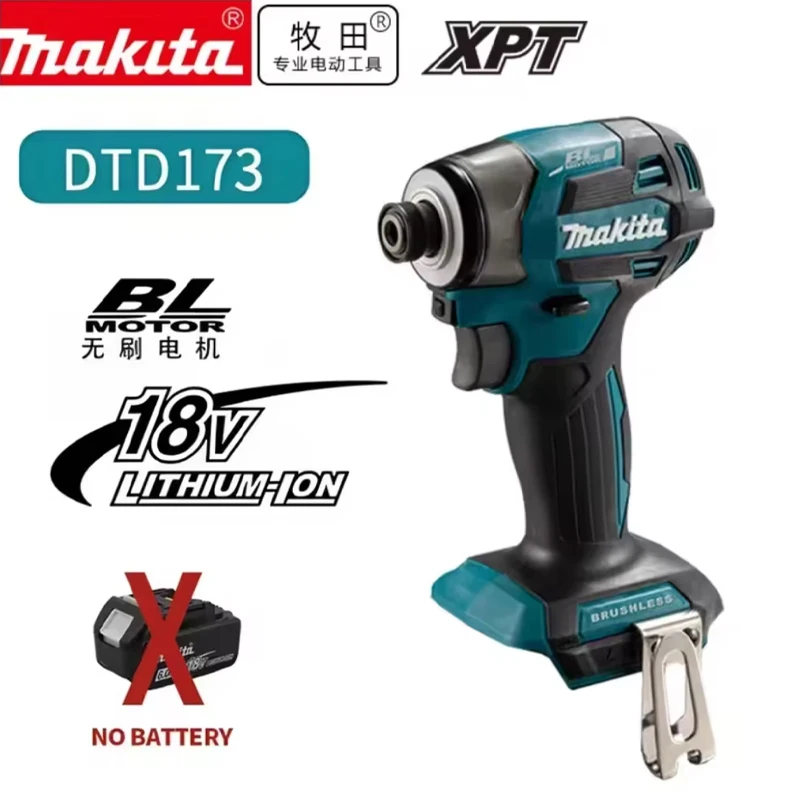 18V Makita DTD173 Akumulátorový rázový utahovák 180 Nm Bezuhlíková elektrická vrtačka/šroubovák LED světlo pro kutily a profesionální projekty - náhled 6