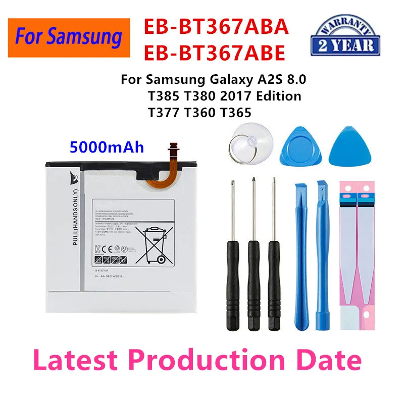 

Brand New EB-BT367ABA EB-BT367ABE 5000mAh Battery For Samsung Galaxy A2S 8.0 T385 T380 2017 Edition T377 T360 T365 +Tools