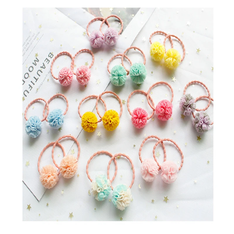 30-60 Pieces 2.5 Cm Lace Gauze Elastic Flower Ball DIY Craft Supplies Hair Ornament Pendant Jewelry Material Yarn Ball Pom Poms