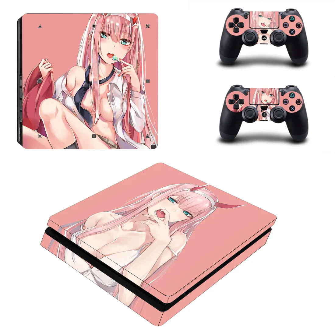 

Аниме милая девушка Zero Two PS4 тонкая наклейка на кожу для консоли и контроллеров наклейка виниловая наклейка