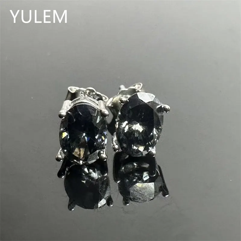 yulem-5x7mm-オーバル型-グレー-モアッサナイト-スタッドピアス-s925-スターリングシルバー-4本爪-ラボグロウンダイヤモンド-イヤリング-女性用-高級ジュエリー-ギフト