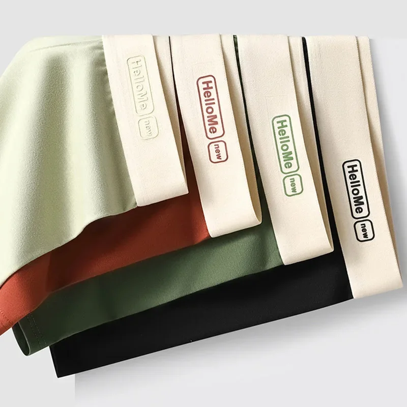 5-Piece Men's Solid Color Cotton Boxer Shorts, Personalized And Trendy Seasonal Underwear, Men's Casual Sports Underwear