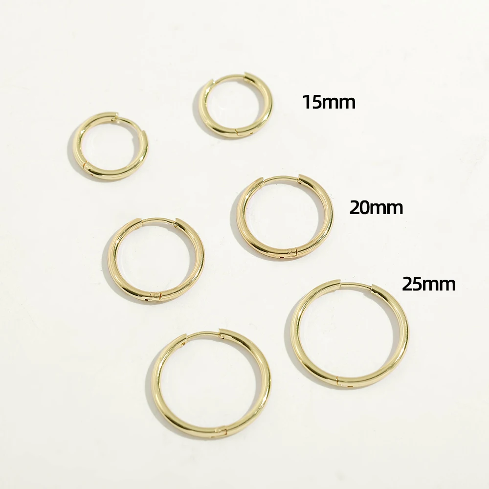 Gold Color Small Hoop Earrings Stainless Steel Circle Round Huggies for Women Men 2020 Ear Ring Bone Buckle Fashion Jewelry 25MM